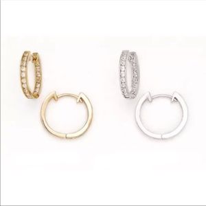 14k Solid White/Yellow Gold Haggie CZ Earrings